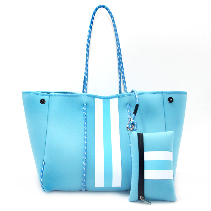Neoprene Perforated Beach Bucket Bag – Two-in-One Mother-Child Tote, Large Swimming Sand-Proof Purse