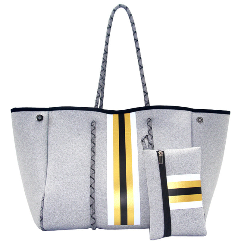 Neoprene Perforated Beach Bucket Bag – Two-in-One Mother-Child Tote, Large Swimming Sand-Proof Purse