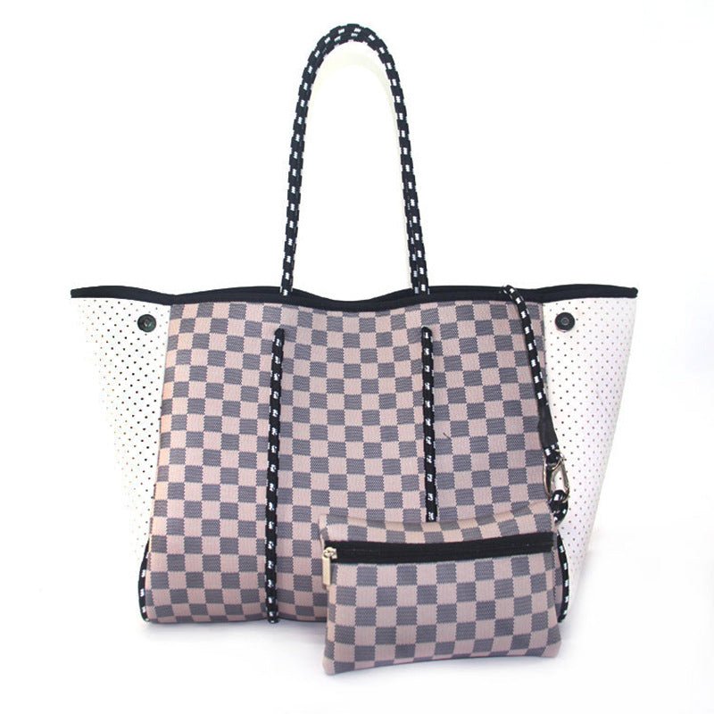 Neoprene Perforated Beach Bucket Bag – Two-in-One Mother-Child Tote, Large Swimming Sand-Proof Purse