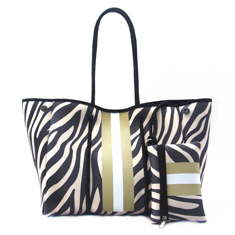 Neoprene Perforated Beach Bucket Bag – Two-in-One Mother-Child Tote, Large Swimming Sand-Proof Purse