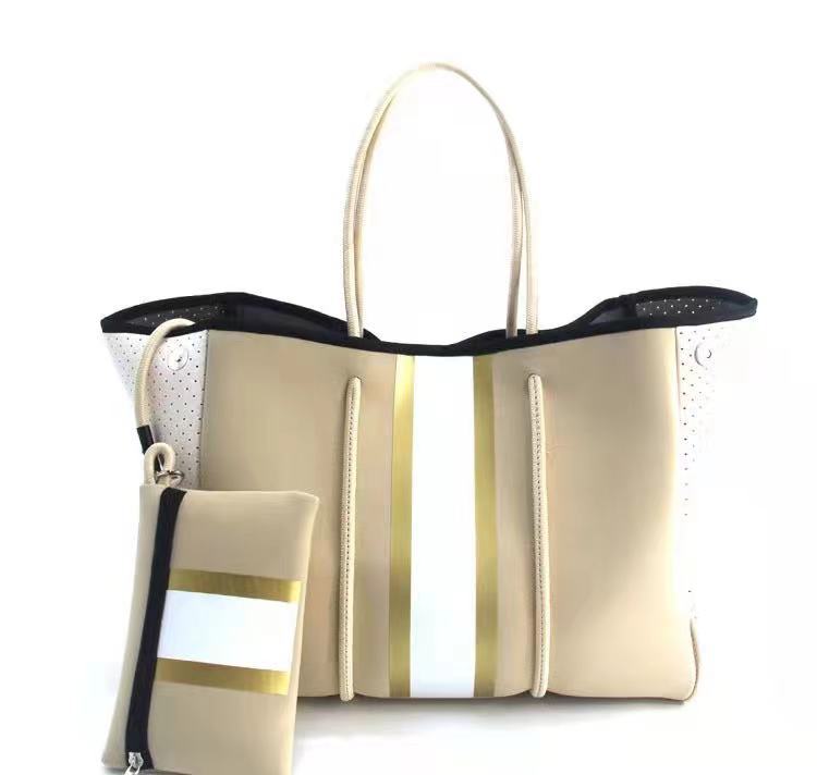 Neoprene Perforated Beach Bucket Bag – Two-in-One Mother-Child Tote, Large Swimming Sand-Proof Purse