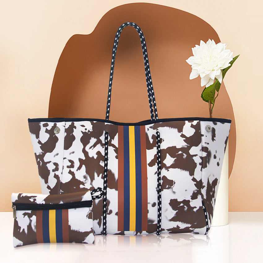 Neoprene Perforated Beach Bucket Bag – Two-in-One Mother-Child Tote, Large Swimming Sand-Proof Purse