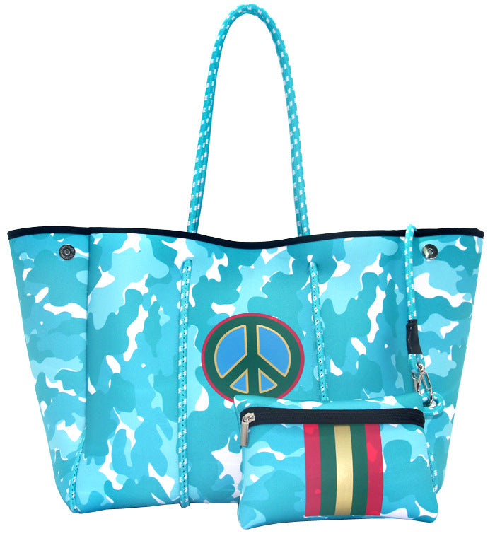 Neoprene Perforated Beach Bucket Bag – Two-in-One Mother-Child Tote, Large Swimming Sand-Proof Purse