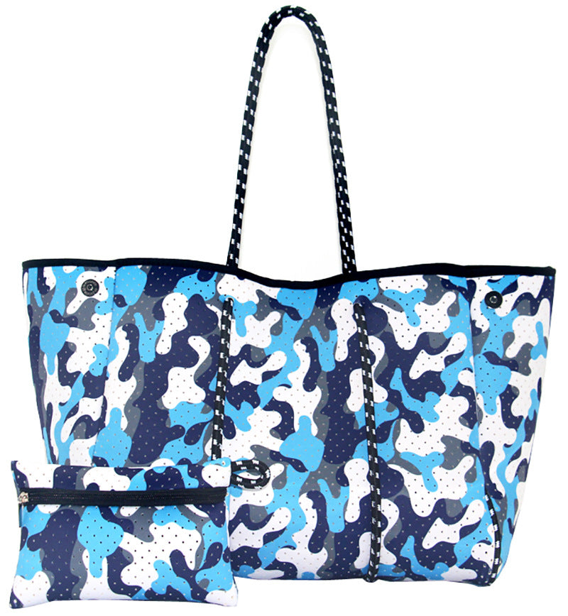 Neoprene Perforated Beach Bucket Bag – Two-in-One Mother-Child Tote, Large Swimming Sand-Proof Purse