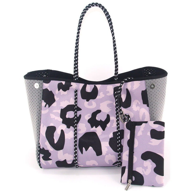 Neoprene Perforated Beach Bucket Bag – Two-in-One Mother-Child Tote, Large Swimming Sand-Proof Purse
