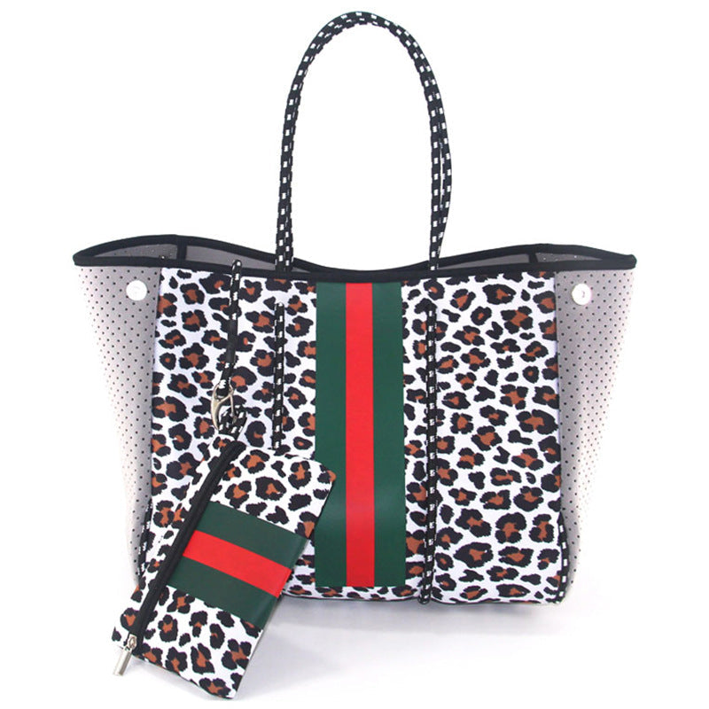 Neoprene Perforated Beach Bucket Bag – Two-in-One Mother-Child Tote, Large Swimming Sand-Proof Purse