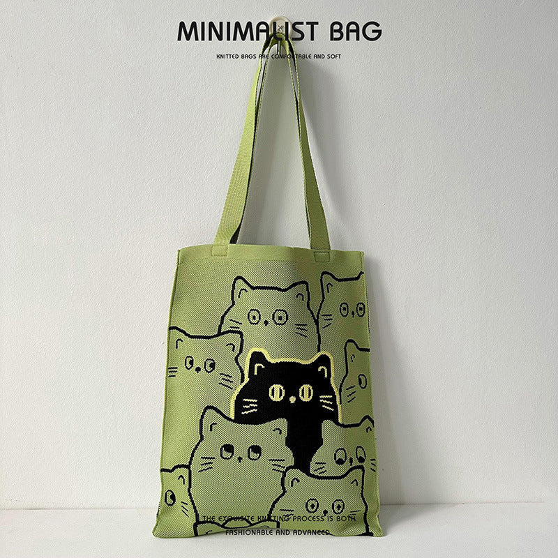 Quirky Knit Shoulder Bag – Novelty Large Tote, Commuter-Friendly Animal Purse