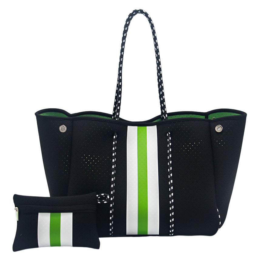 Neoprene Perforated Beach Bucket Bag – Two-in-One Mother-Child Tote, Large Swimming Sand-Proof Purse