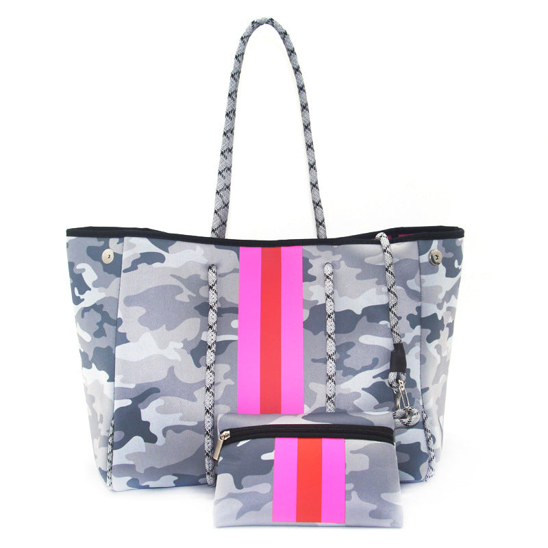 Neoprene Perforated Beach Bucket Bag – Two-in-One Mother-Child Tote, Large Swimming Sand-Proof Purse