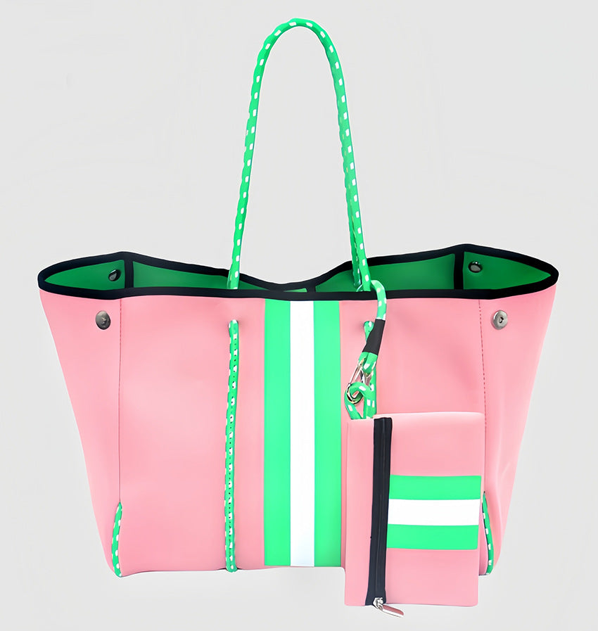 Neoprene Perforated Beach Bucket Bag – Two-in-One Mother-Child Tote, Large Swimming Sand-Proof Purse