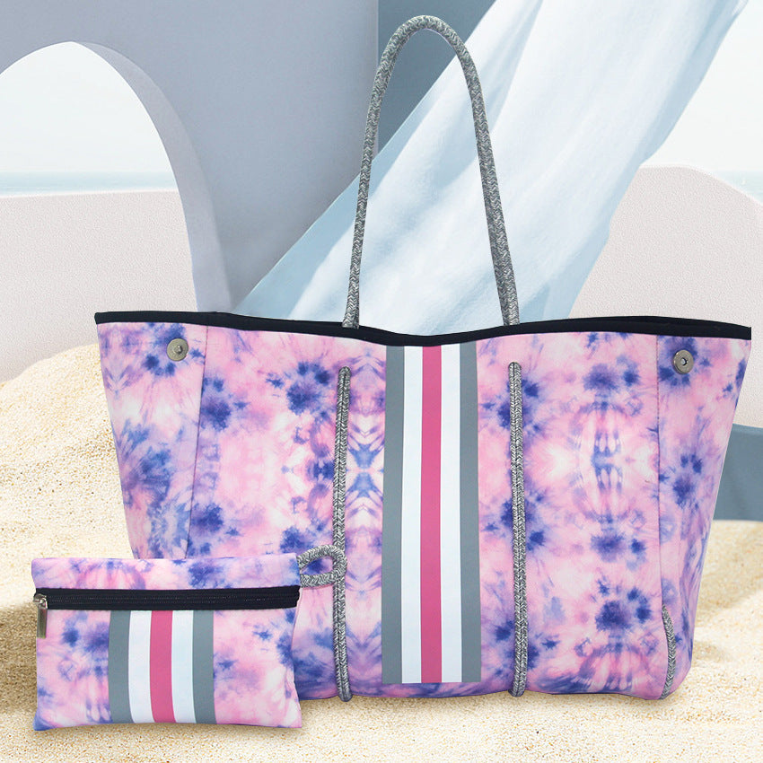 Neoprene Perforated Beach Bucket Bag – Two-in-One Mother-Child Tote, Large Swimming Sand-Proof Purse