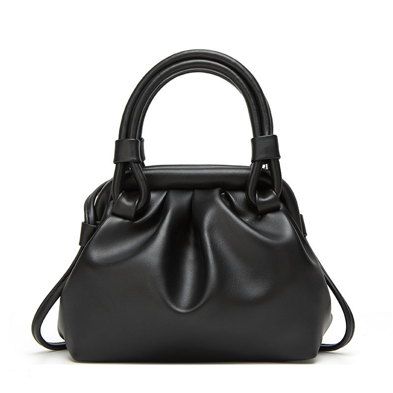 Top handle small purse, small tote purse with crossbody strap, Versatile pleated stylish underarm bag
