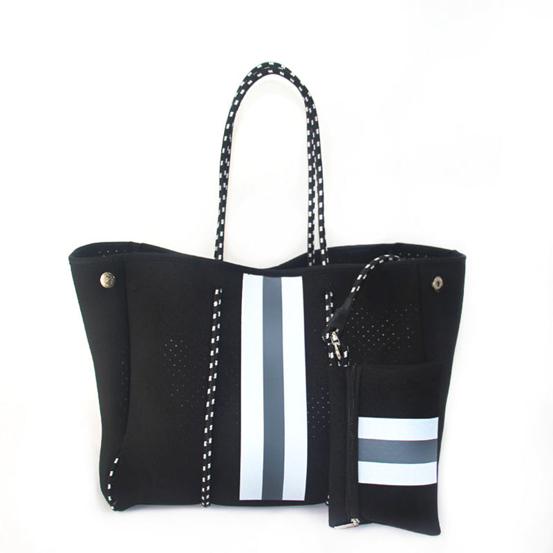Neoprene Perforated Beach Bucket Bag – Two-in-One Mother-Child Tote, Large Swimming Sand-Proof Purse