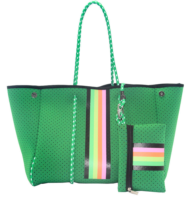 Neoprene Perforated Beach Bucket Bag – Two-in-One Mother-Child Tote, Large Swimming Sand-Proof Purse