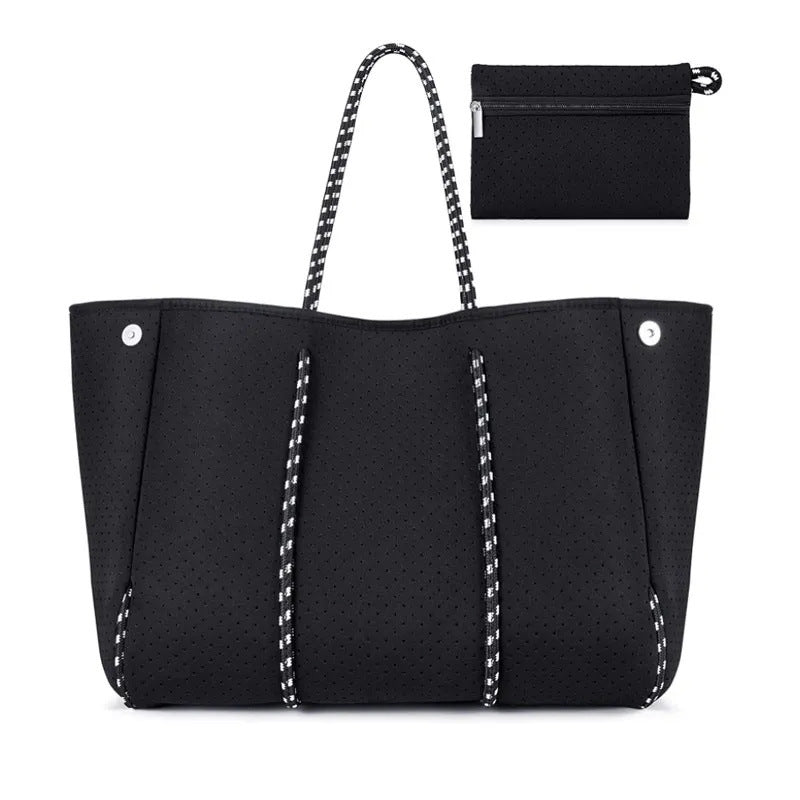 Neoprene Perforated Beach Bucket Bag – Two-in-One Mother-Child Tote, Large Swimming Sand-Proof Purse
