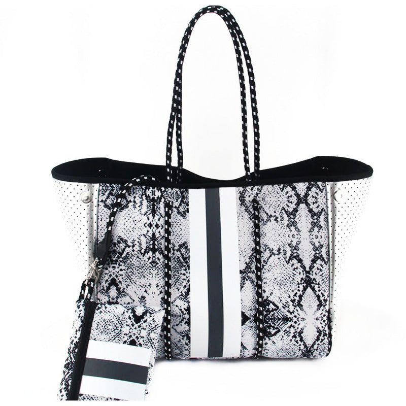 Neoprene Perforated Beach Bucket Bag – Two-in-One Mother-Child Tote, Large Swimming Sand-Proof Purse