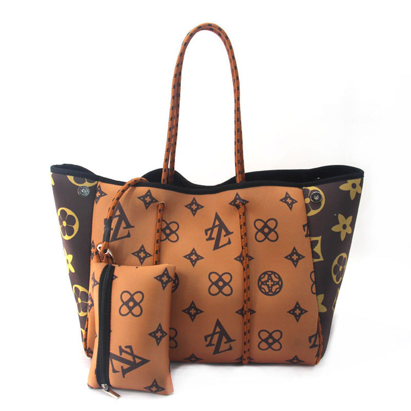 Neoprene Perforated Beach Bucket Bag – Two-in-One Mother-Child Tote, Large Swimming Sand-Proof Purse