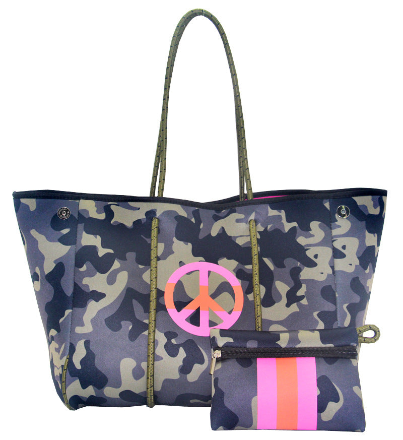Neoprene Perforated Beach Bucket Bag – Two-in-One Mother-Child Tote, Large Swimming Sand-Proof Purse