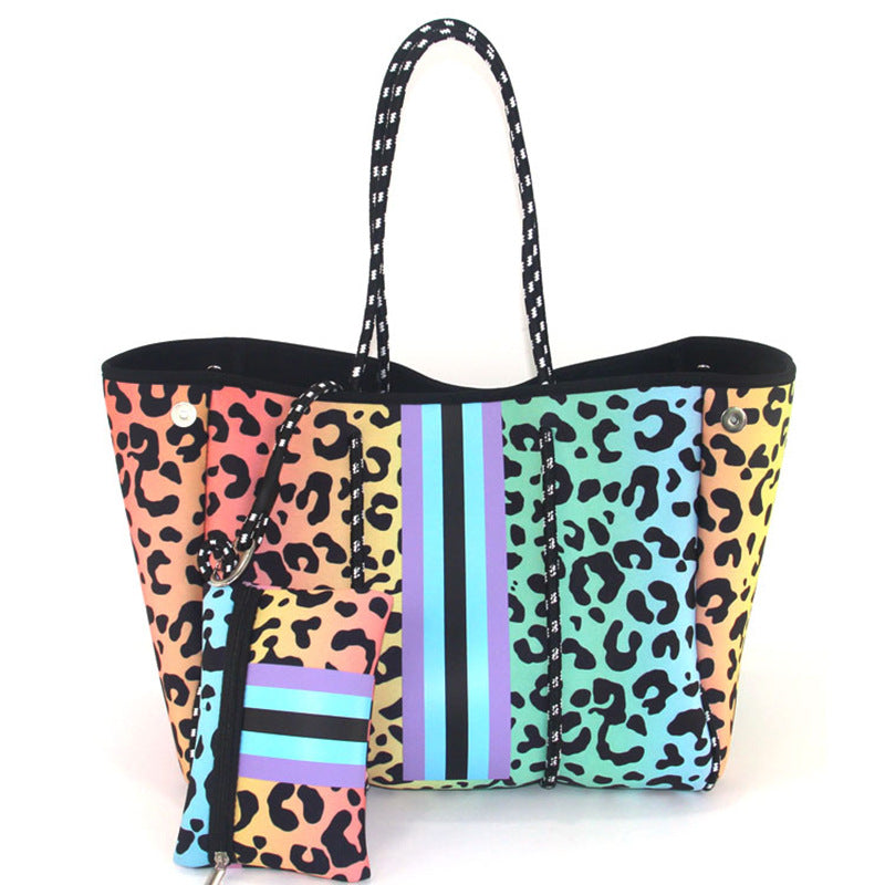 Neoprene Perforated Beach Bucket Bag – Two-in-One Mother-Child Tote, Large Swimming Sand-Proof Purse