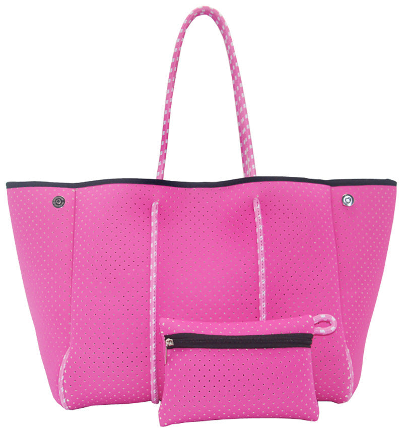 Neoprene Perforated Beach Bucket Bag – Two-in-One Mother-Child Tote, Large Swimming Sand-Proof Purse