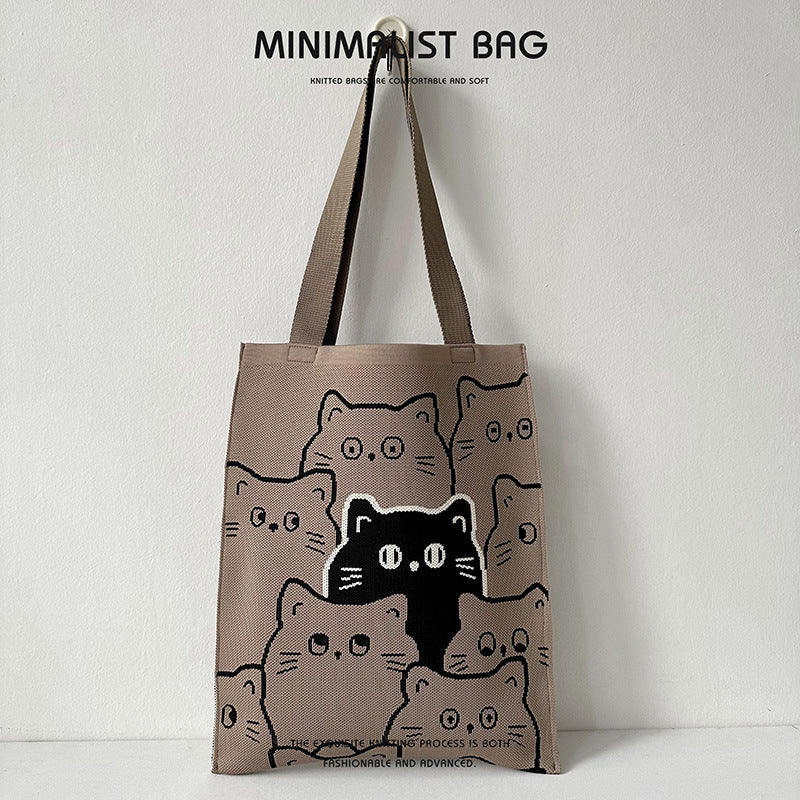 Quirky Knit Shoulder Bag – Novelty Large Tote, Commuter-Friendly Animal Purse