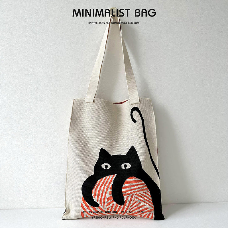 Quirky Knit Shoulder Bag – Novelty Large Tote, Commuter-Friendly Animal Purse