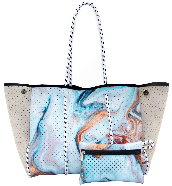 Neoprene Perforated Beach Bucket Bag – Two-in-One Mother-Child Tote, Large Swimming Sand-Proof Purse