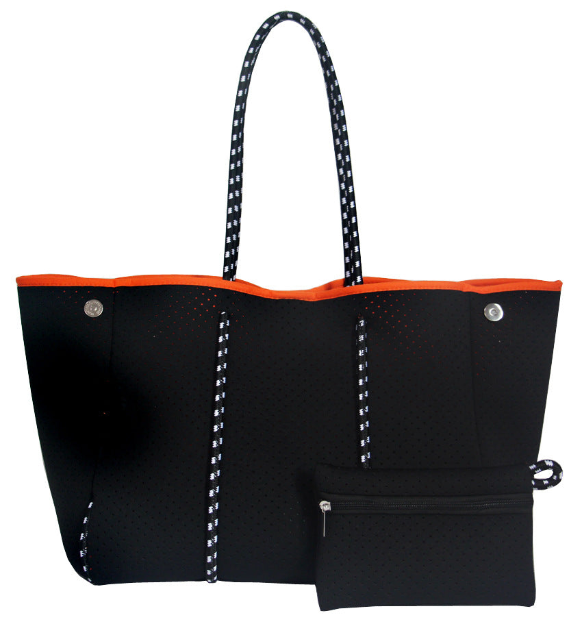Neoprene Perforated Beach Bucket Bag – Two-in-One Mother-Child Tote, Large Swimming Sand-Proof Purse