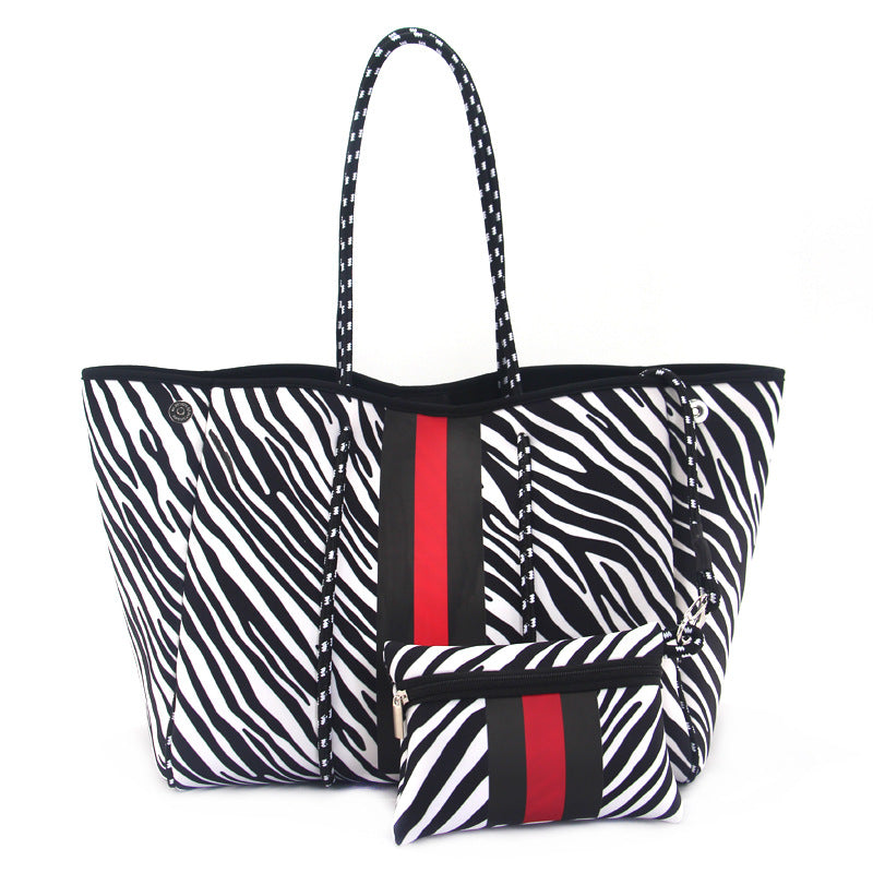 Neoprene Perforated Beach Bucket Bag – Two-in-One Mother-Child Tote, Large Swimming Sand-Proof Purse